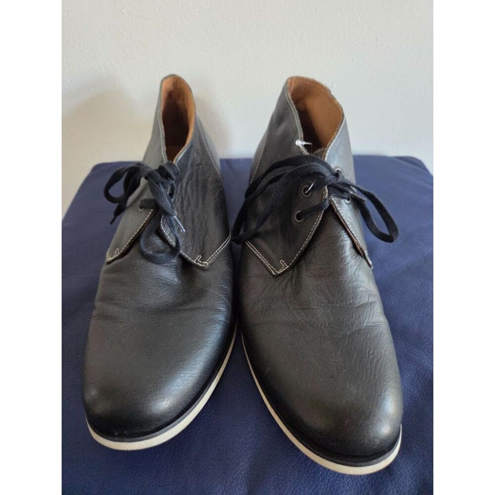 John Varvatos Men 100% Leather "Chukka" Black Lace Up Oxford Shoes size 10M